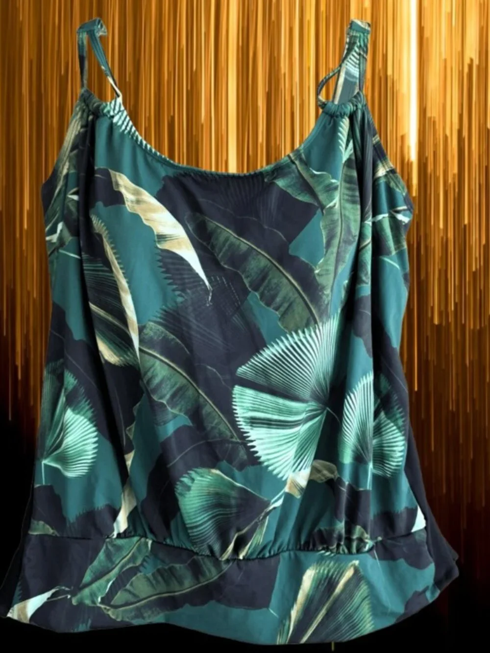 Womens Swim Top Tankini Bandeau Tropical Print Size 16